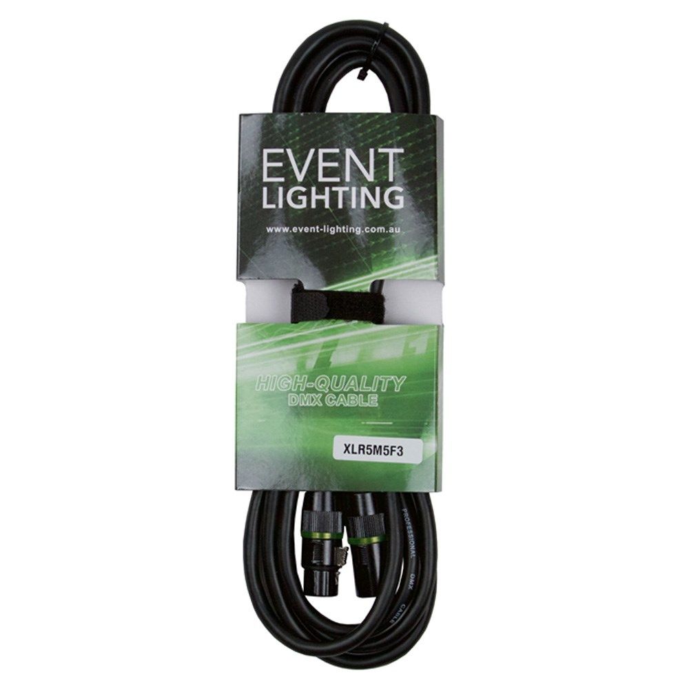 Event Lighting XLR5M5F3 5-Pin DMX Lead - Yellow Indicator Ring (3m) - Image 1