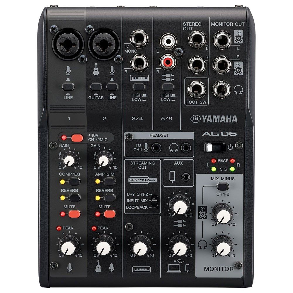 Yamaha AG06 MK2 3-Channel Live Streaming Mixer w/ USB Audio Interface (Black) - Image 1