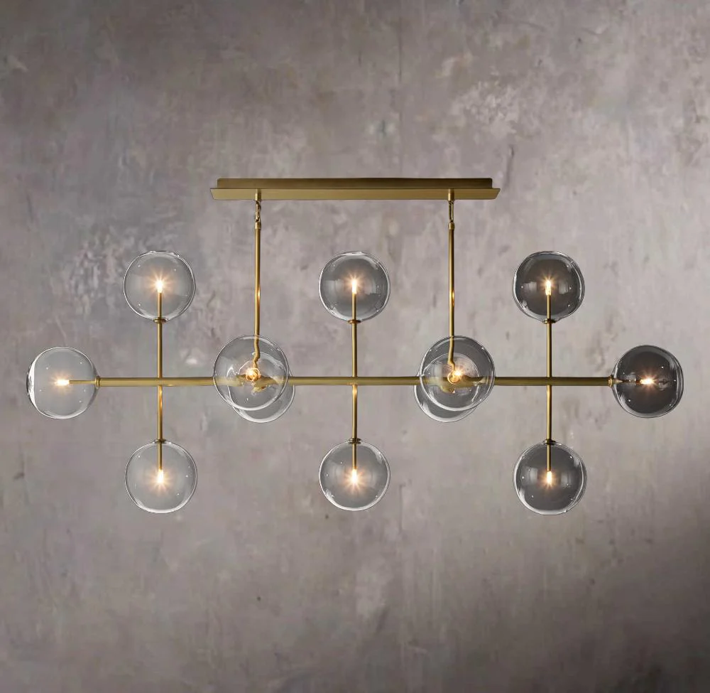Glass Orbital Mobile Linear Chandelier - Image 1