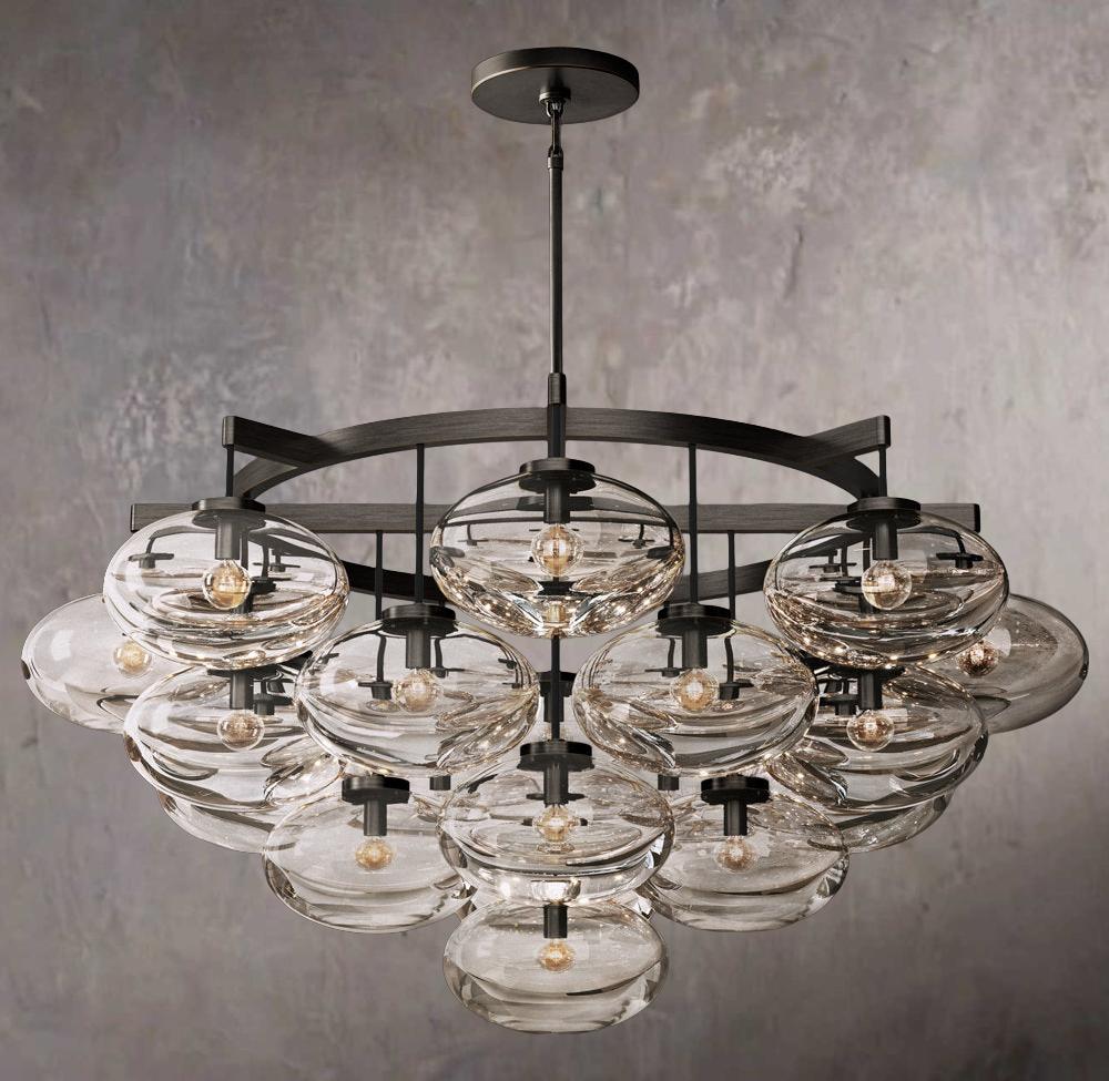 Cabrette Transparent Glass Circular Chandelier 48" - Image 3