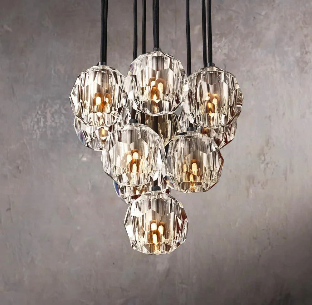 Clear Glass Globe Sphere Pendant Lamp 14" Multi-Light Cluster Chandelier - Image 3