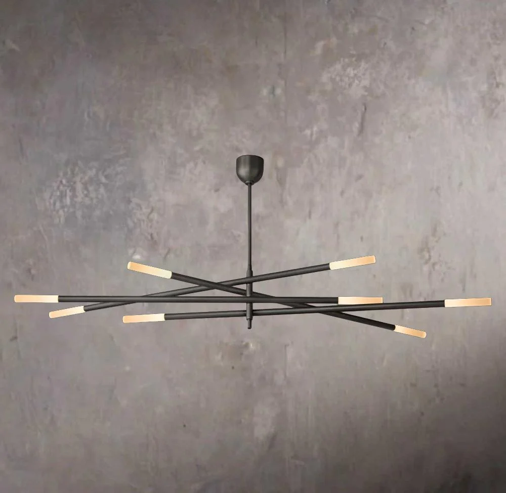 Roussea 8-Light Etched Mobile Rod Chandelier - Image 3