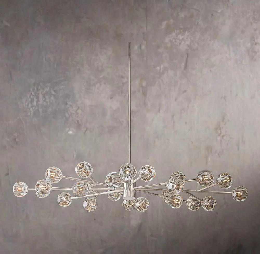 Crystal Sphere Transparent Glass Oval Chandelier 72" - Image 2