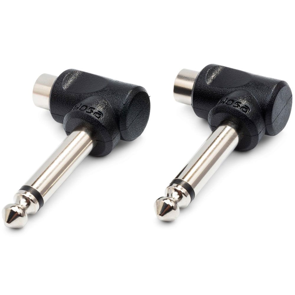 Hosa GPR123 Right-Angle Adapters RCA to 1/4 in TS 2-Pack - Image 1