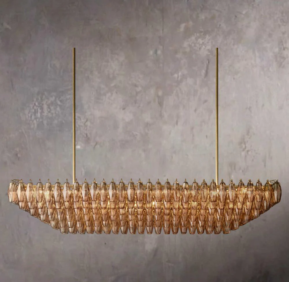 Chiara Tiered Rectangular Pendant Light with Smoke Glass 74" - Image 1