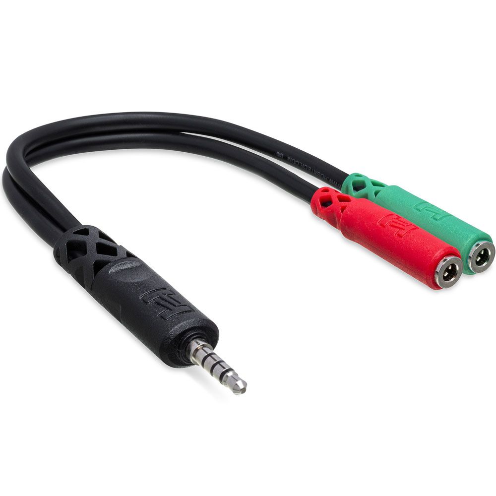 Hosa YMM-108 3.5mm TRRS(M) to Dual 3.5 mm TRS(F) Headset/Mic Breakout Cable - Image 1