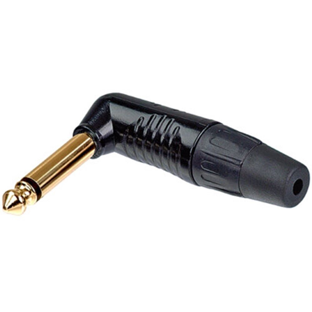 Neutrik RP2RC-B REAN 6.35mm TS Right-Angled Cable Plug (Black/Gold) - Image 1