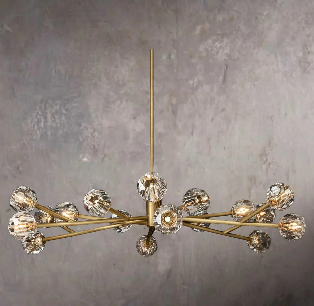 Crystal Sphere Clear Glass Circular Chandelier 60" - Image 1
