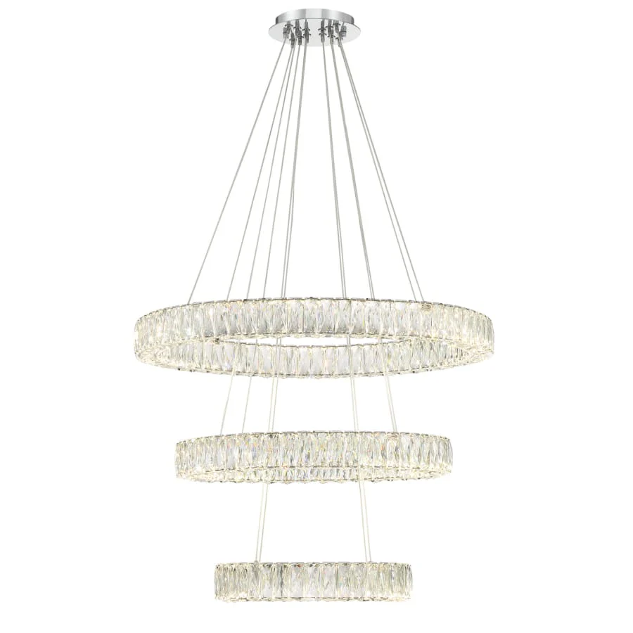 Bellevue 32" Wide LED Crystal Ring Chandelier - Image 3