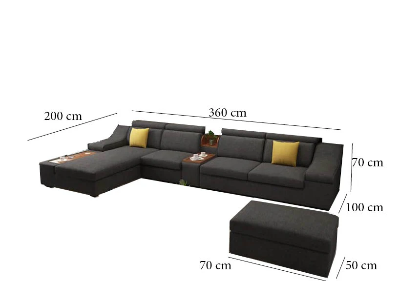 ركنة مودرن مع بوف 200×360سم - ألوان متعددة- BF68 - Image 3