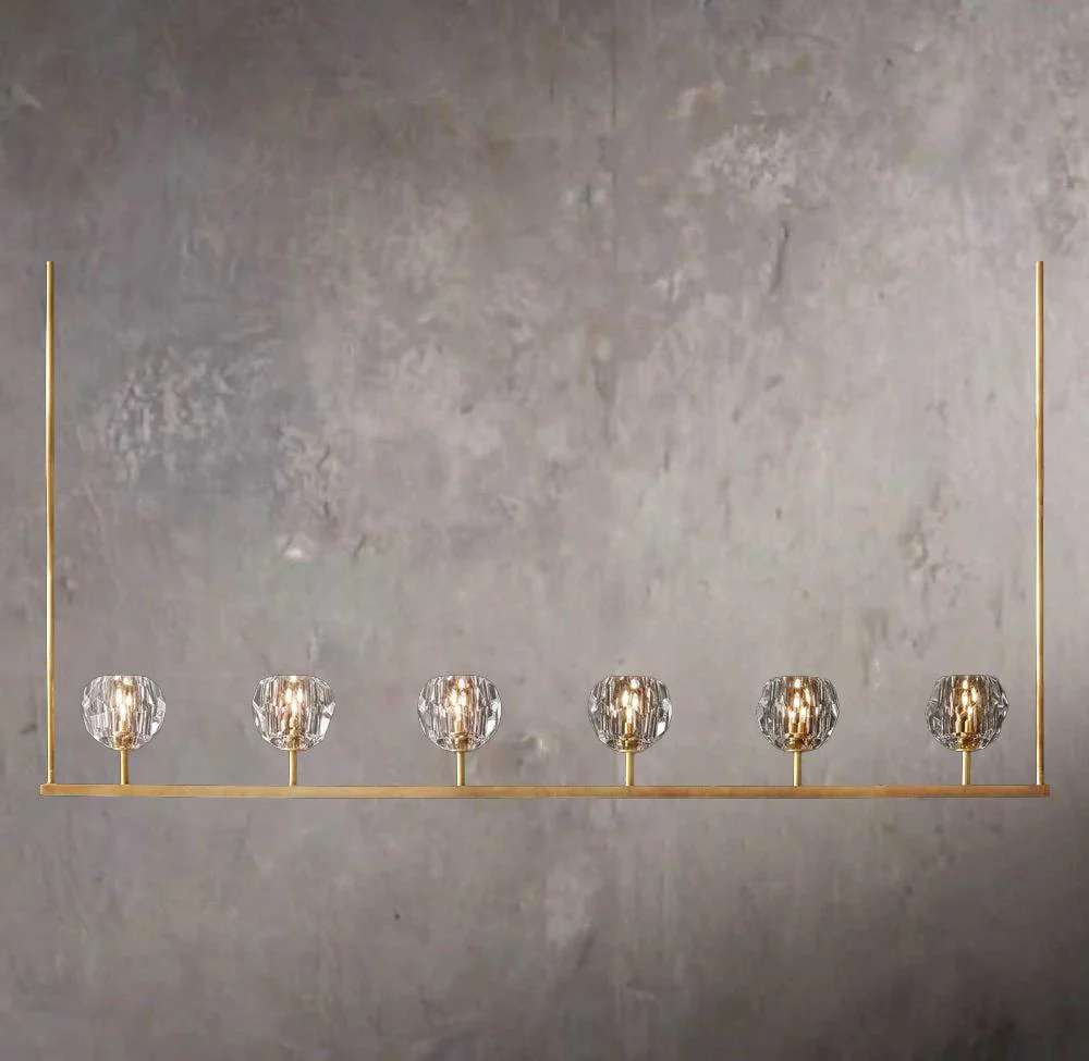 Crystal Ball Clear Glass Linear Chandelier 60" - Image 1