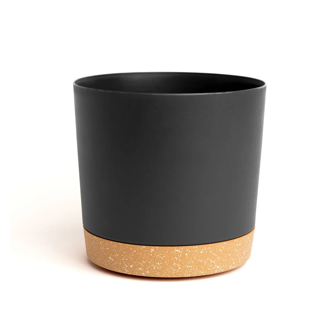 9.5″ Contemporary Flower Pot with Saucer – Shadow Gray