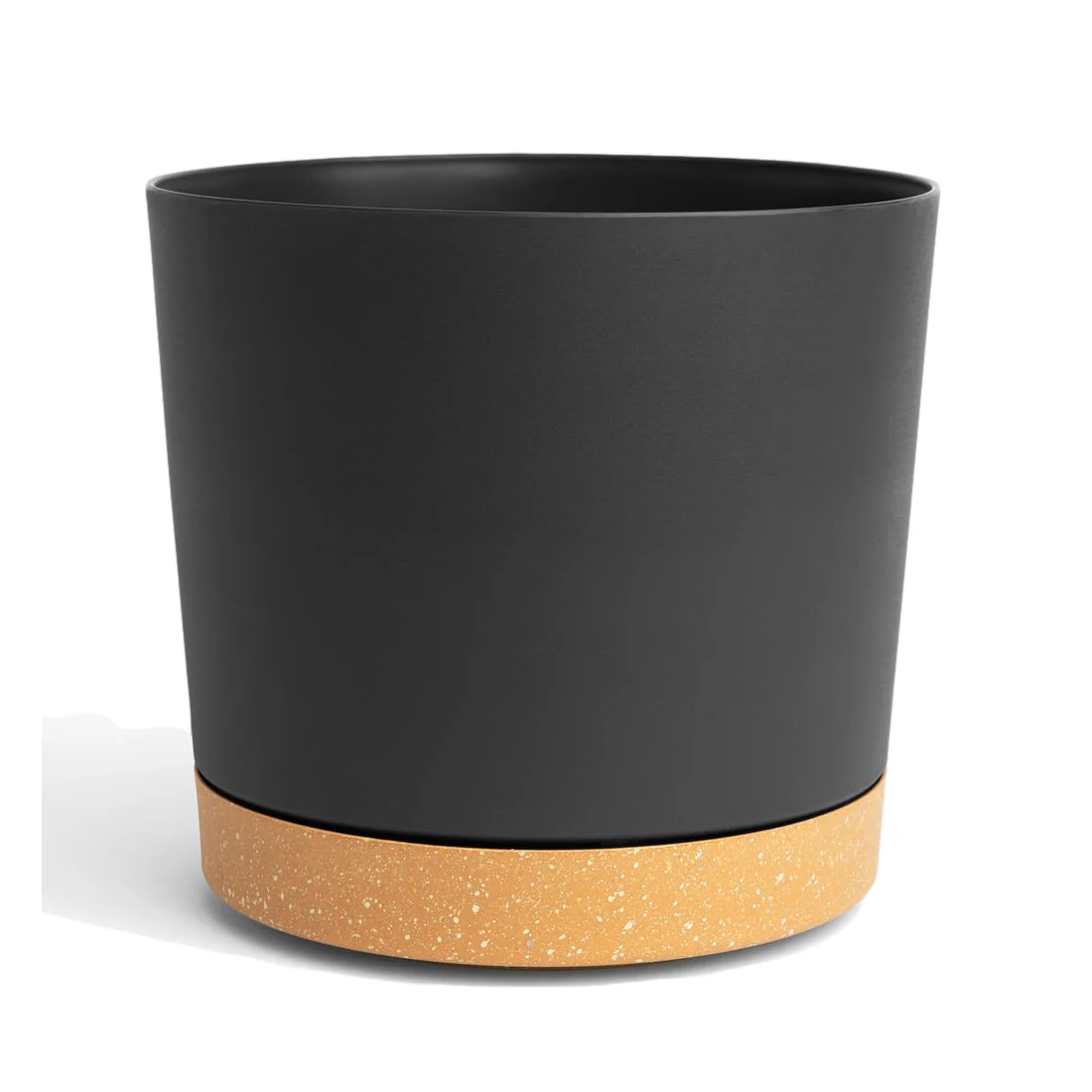 11.5″ Contemporary Flower Pot with Saucer – Shadow Gray