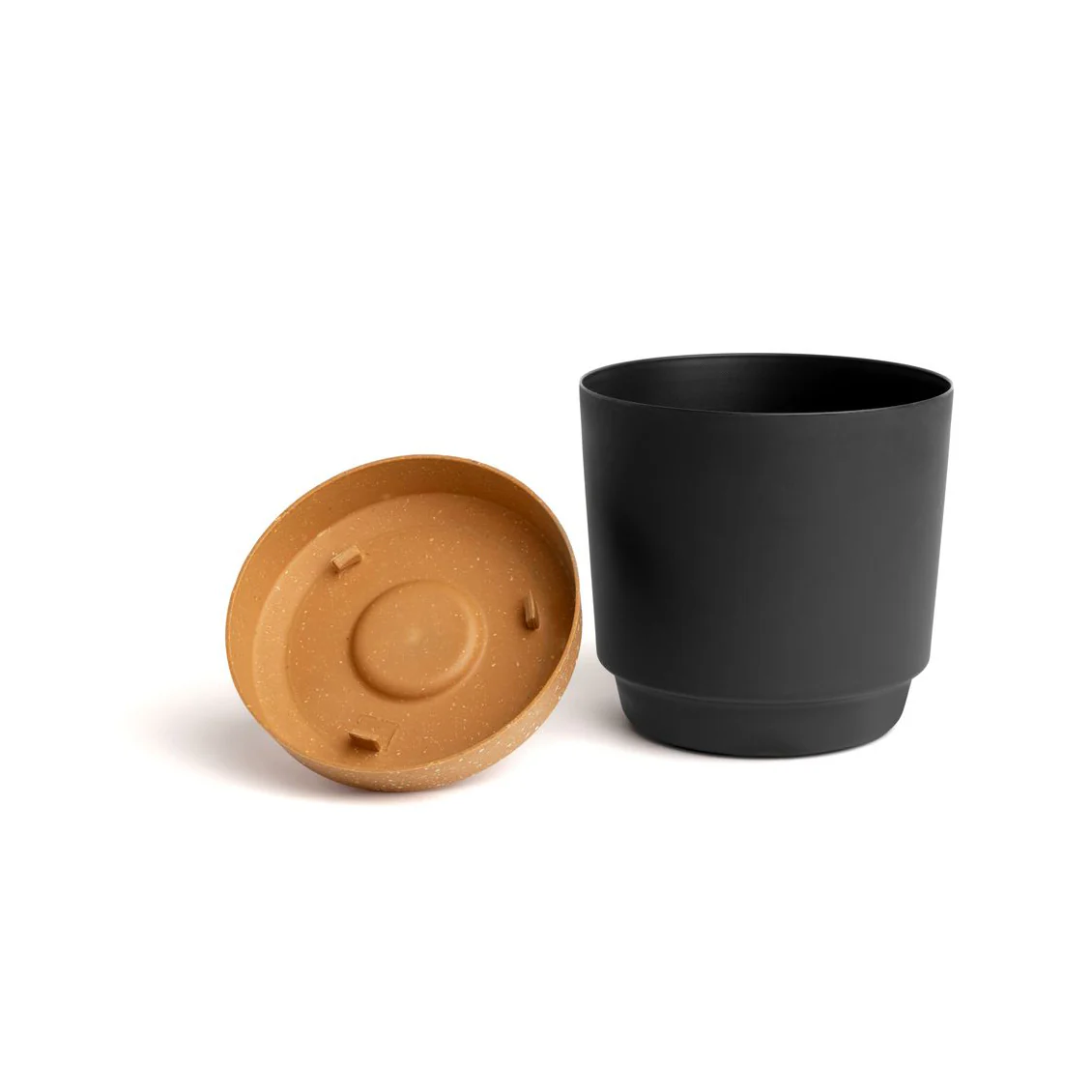 8" Contemporary Flower Pot with Saucer - Shadow Gray - Image 2