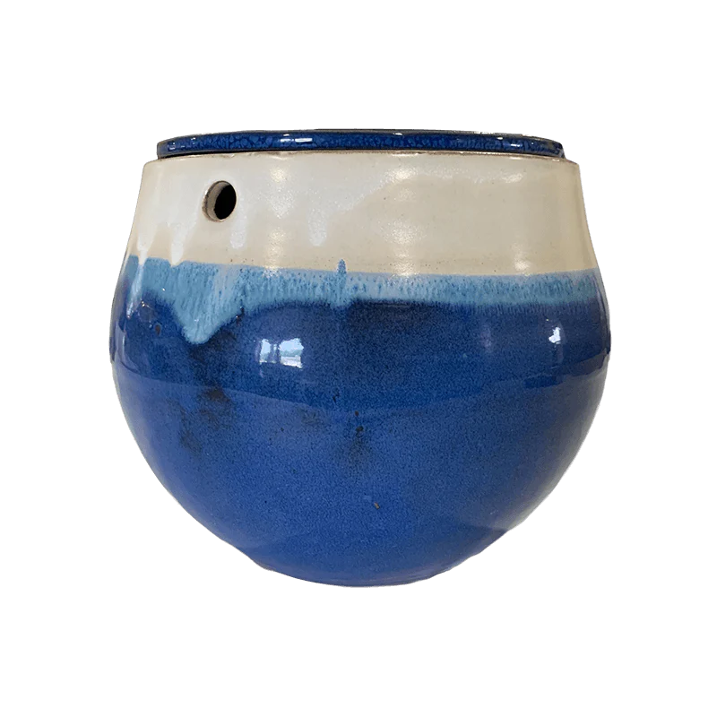 10″ Sky Blue Over Cobalt Teardrop Self Watering Pot