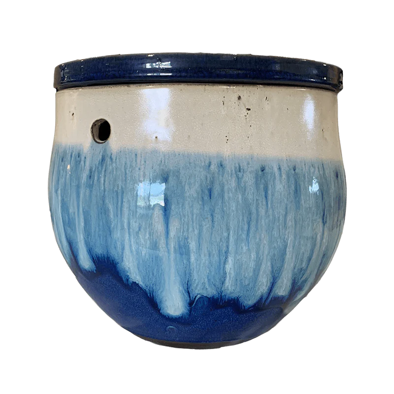 12″ Sky Blue Over Cobalt Teardrop Self Watering Pot