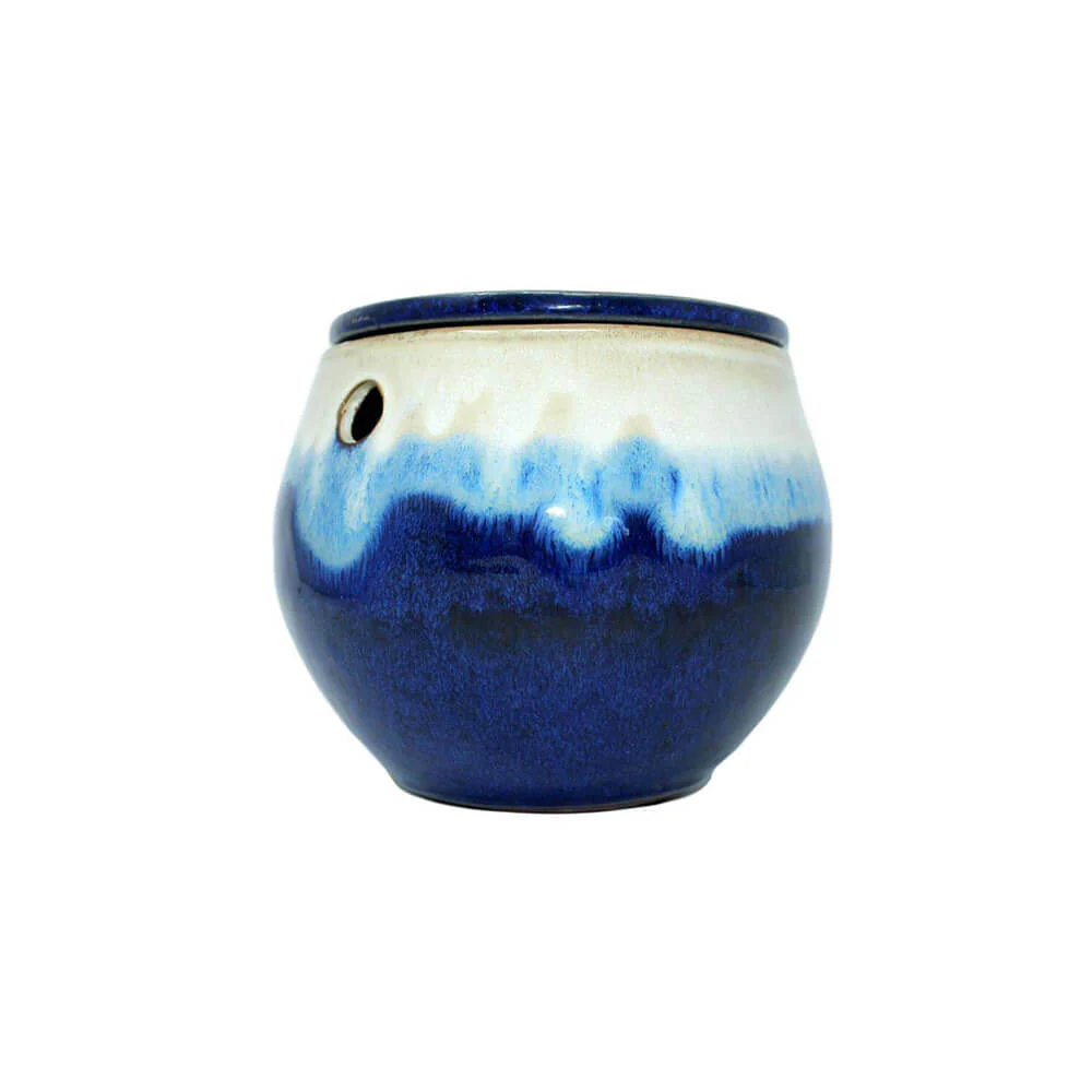 6" Sky Blue Over Cobalt Teardrop Self Watering Pot - Image 1