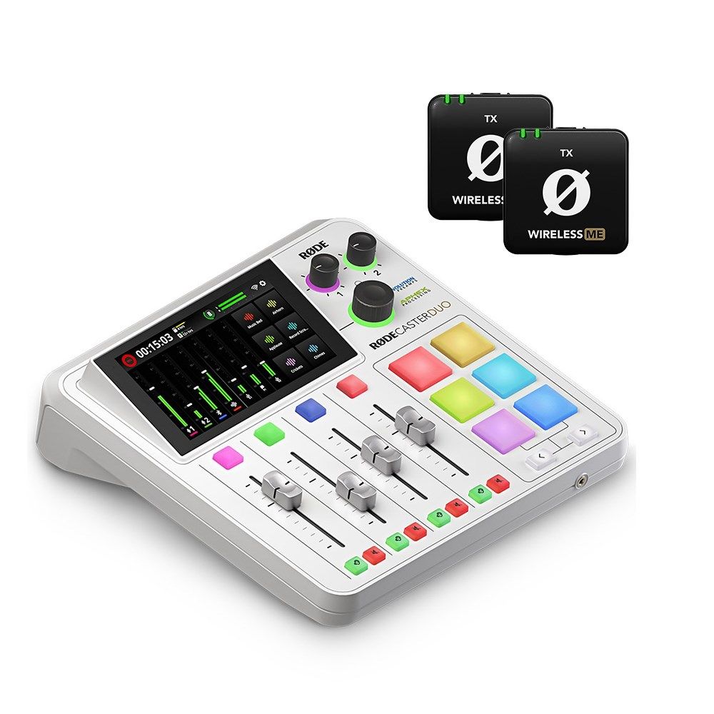 Rode RodeCaster Duo Pack (White) w/ 2 x Wireless ME TX Transmitter Units - Image 1