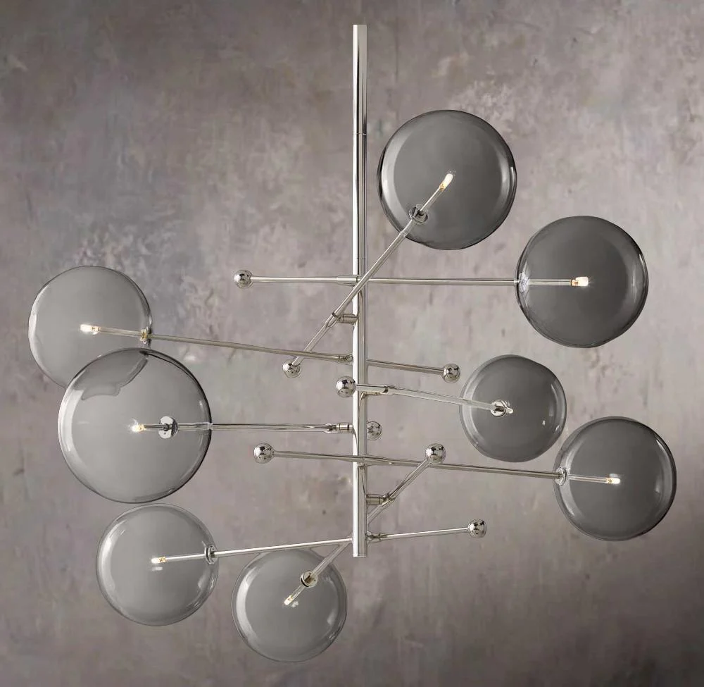 Glass Orb Cluster Mobile Eight-Light Chandelier 79" - Image 2