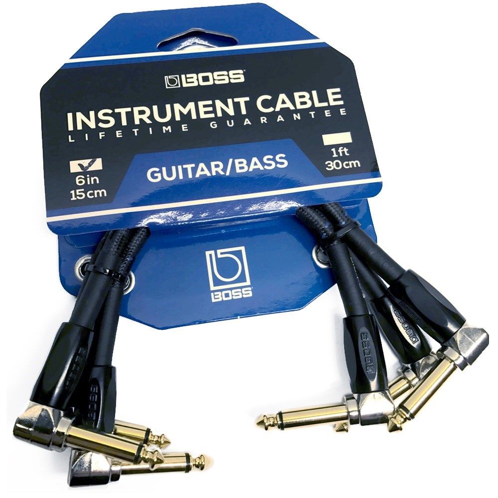 Boss BICPC3 Right-Angle 1/4" to Same Patch/Pedal Instrument Cable 3-Pack (6") - Image 1
