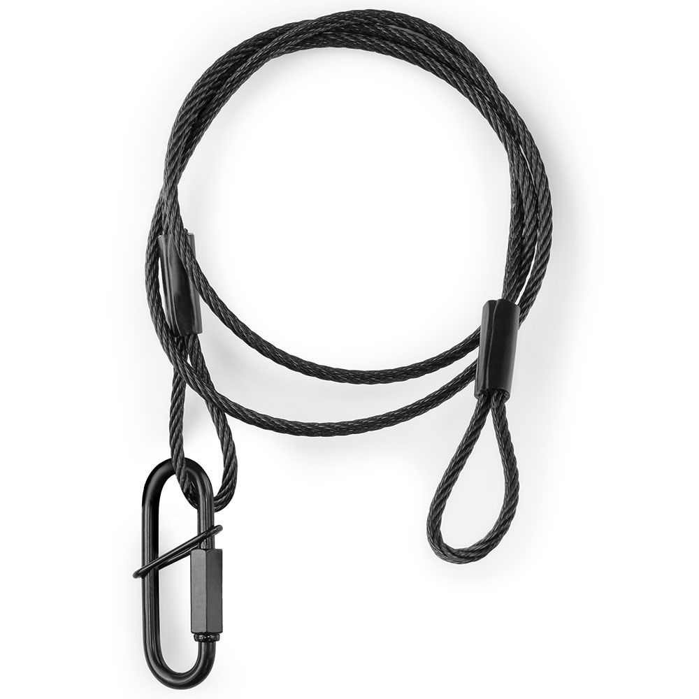 Beamz SAF75 Black Coated Safety Cable 3mm Thick w/ Locking Caribiner / 30kg Load - Image 1