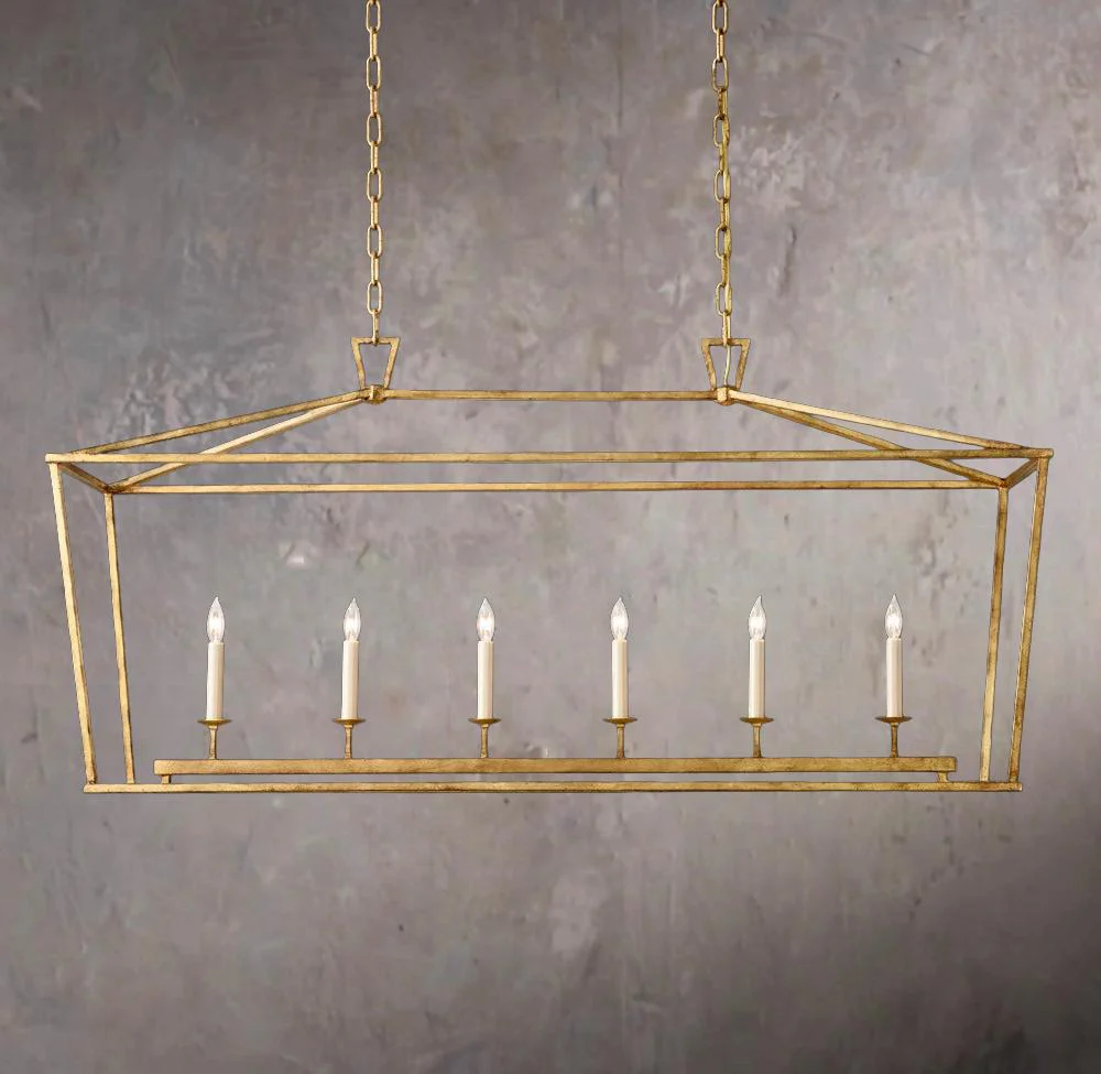 19th Century British Pierced Rectangular Pendant Chandelier 54″