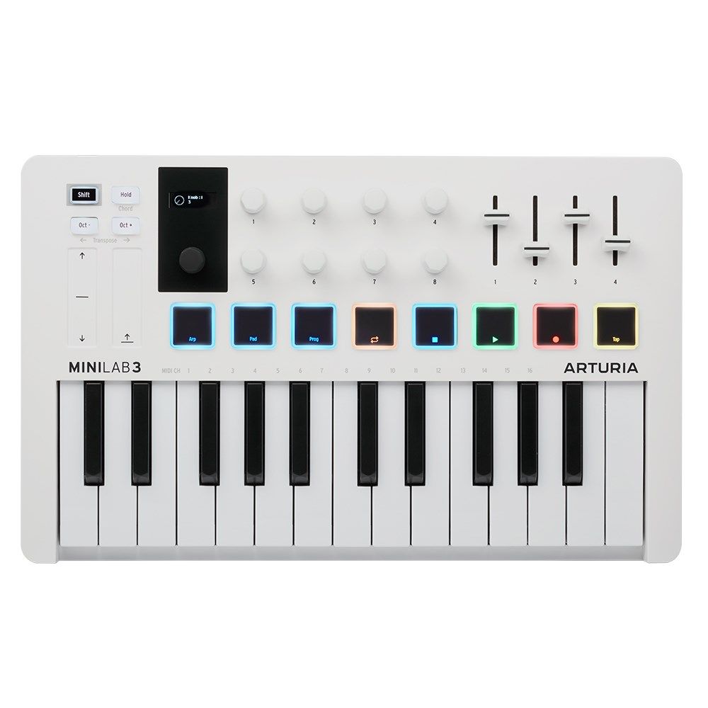 Arturia MiniLab Mk3 25-Key Universal MIDI Controller (White) - Image 1