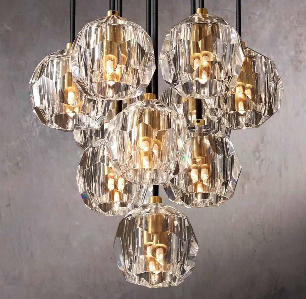 Clear Glass Globe Sphere Pendant Lamp 14" Multi-Light Cluster Chandelier - Image 1
