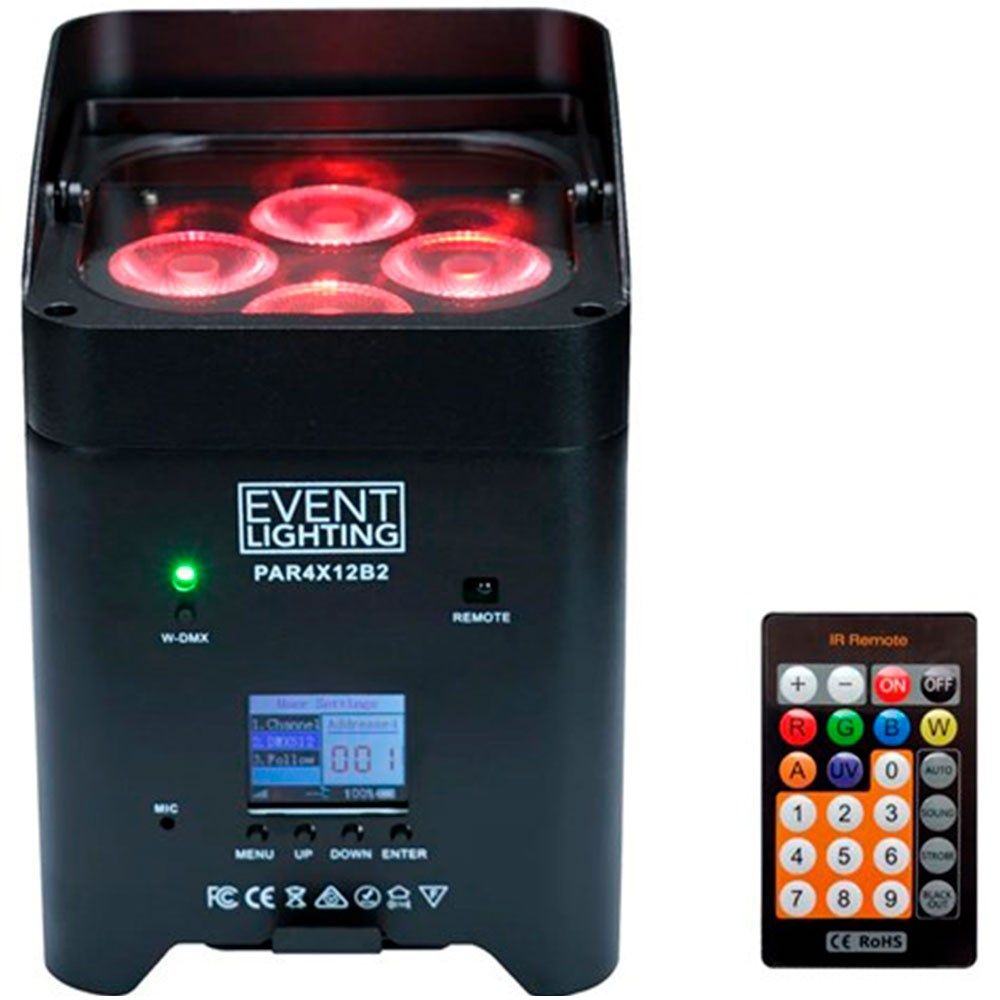 Event Lighting PAR4X12B2 Indoor Battery Uplight Par 4x12W RGBWAUV LEDs - Image 1