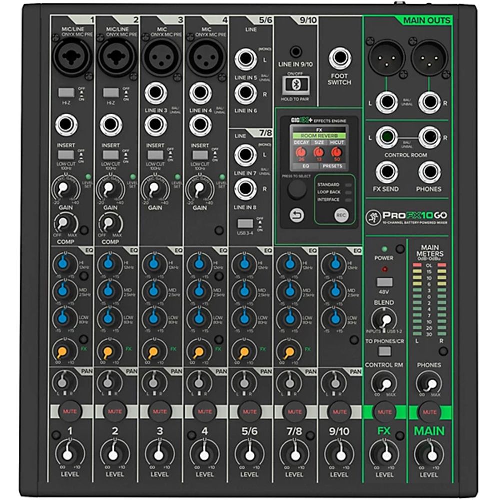 Mackie PROFX10GO 10-Channel Battery Powered Mixer w/ Bluetooth & USB Interface - Image 1