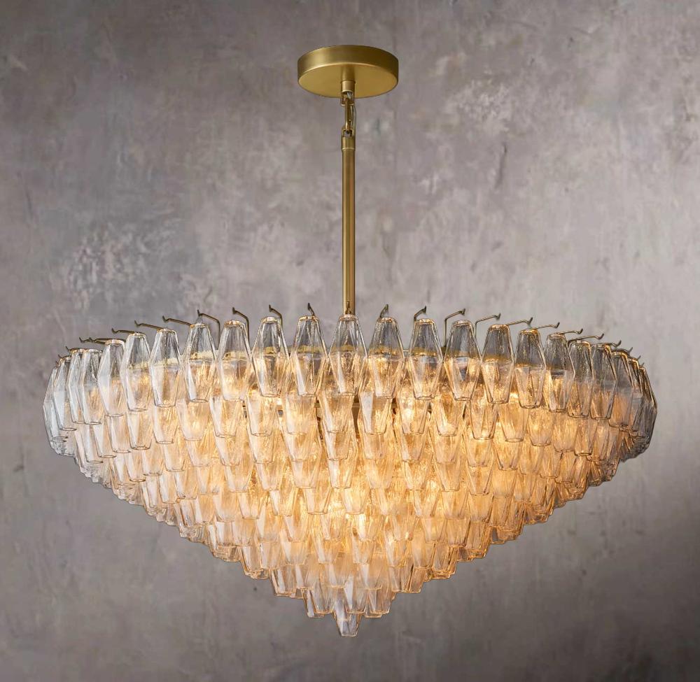Chiara Transparent Glass Layered Circular Chandelier 47″