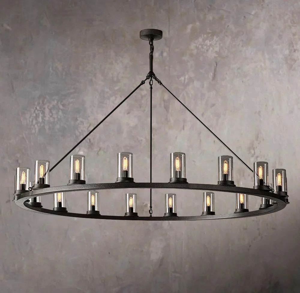Ondra Circular Transparent Crystal Pendant Light 60" - Image 1