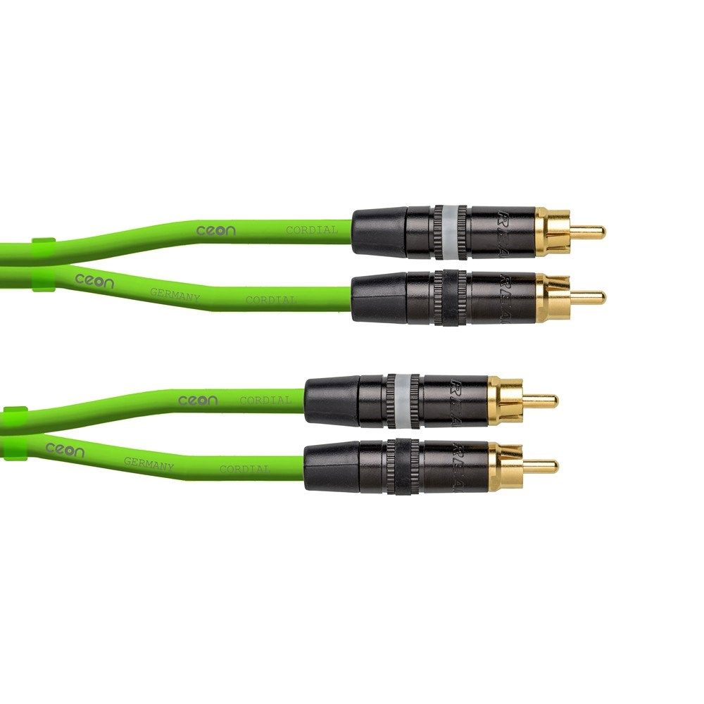 Cordial Ceon REAN 2x RCA Gold to 2x RCA Gold Cable (3m) (Green) - Image 1