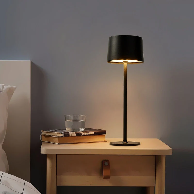 Metal Mushroom Table Lamp USB Rechargeable Touch Light with Tall Base - Image 1