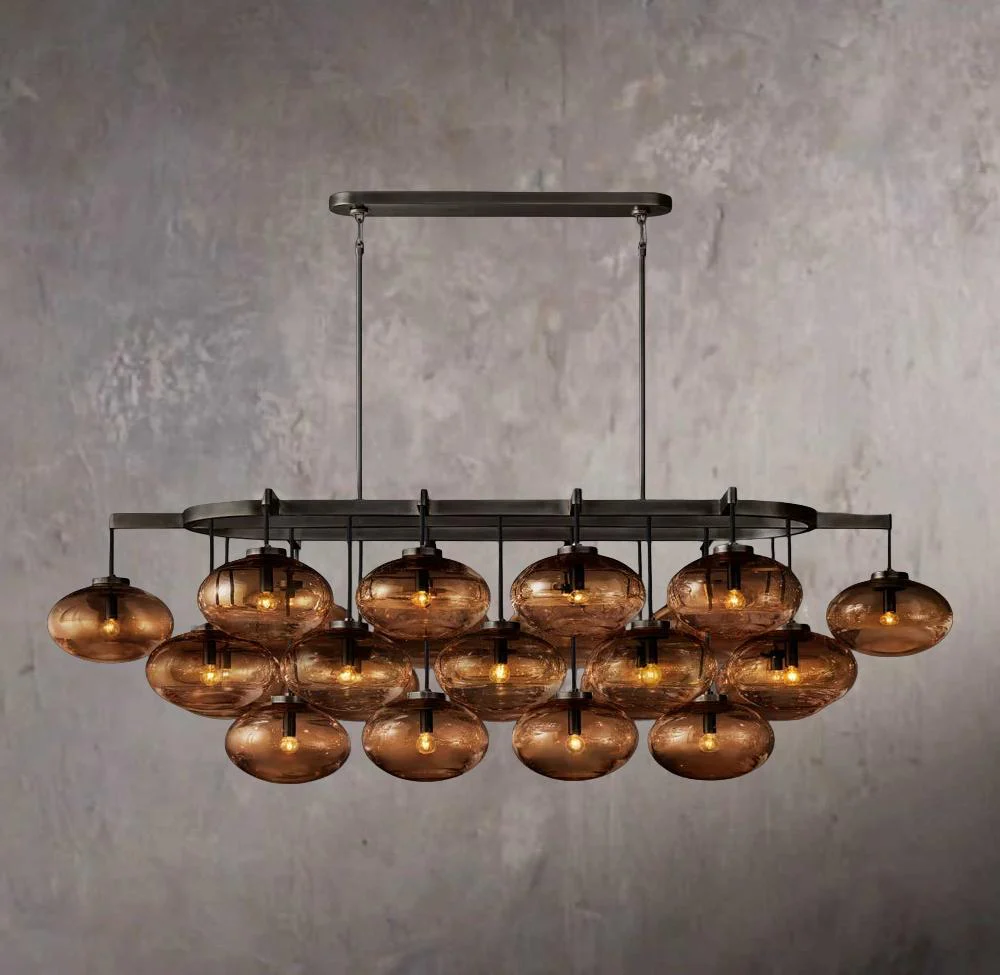 Cabrett Amber Glass Linear Chandelier 72-Inch - Image 3