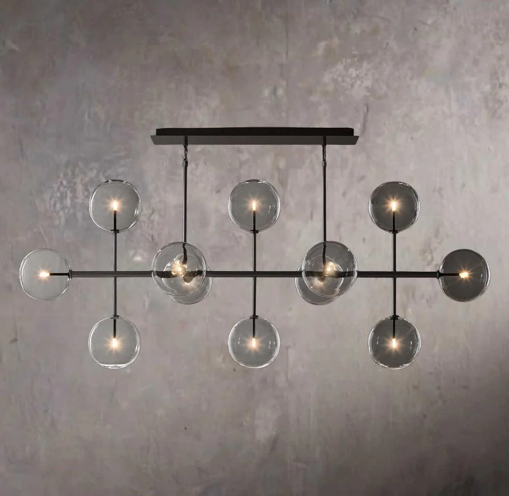 Glass Orbital Mobile Linear Chandelier - Image 3
