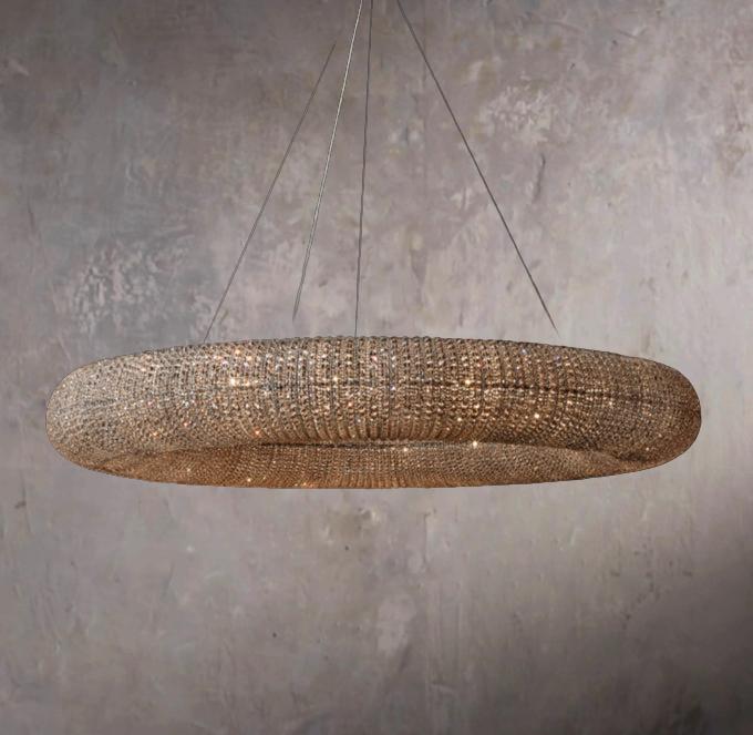 Crystal Halo Smoky Round LED Pendant Light 59" - Image 1