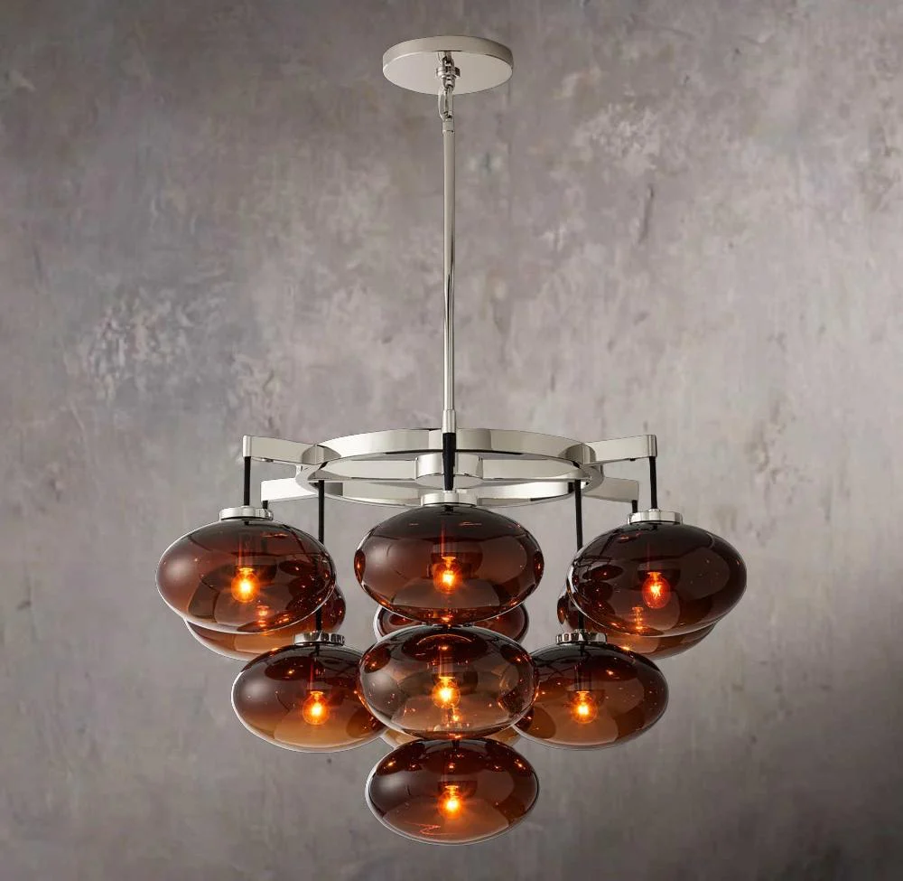 Cabretta Amber Glass Circular Chandelier 36" - Image 2