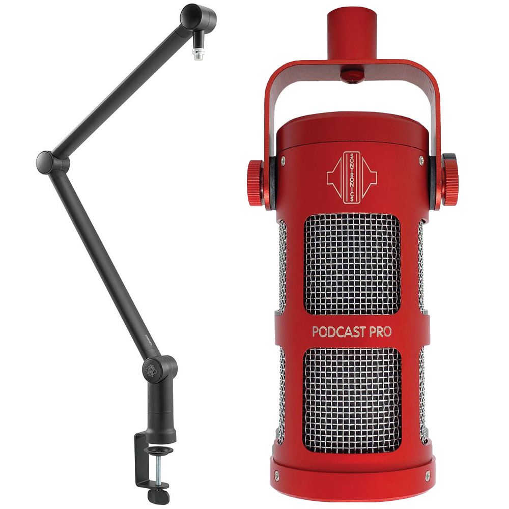 Sontronics Podcast Pro Microphone w/Elevate Stand (Red) - Image 1