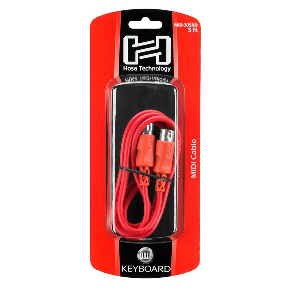 Hosa MID305RD MIDI Cable 5-pin DIN to Same (5 ft) - Image 1