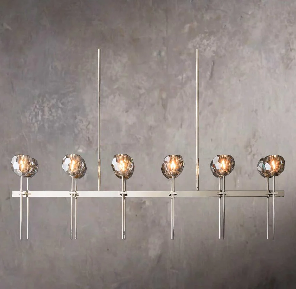 Crystal Sphere Smoke Glass Dual Linear Chandelier 60" - Image 2