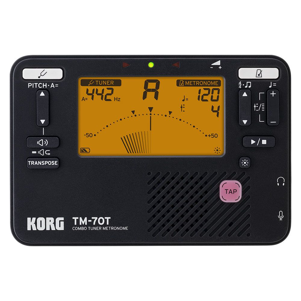 Korg TM70TC Combo Tuner Metronome w/ Contact Microphone (Black) - Image 1