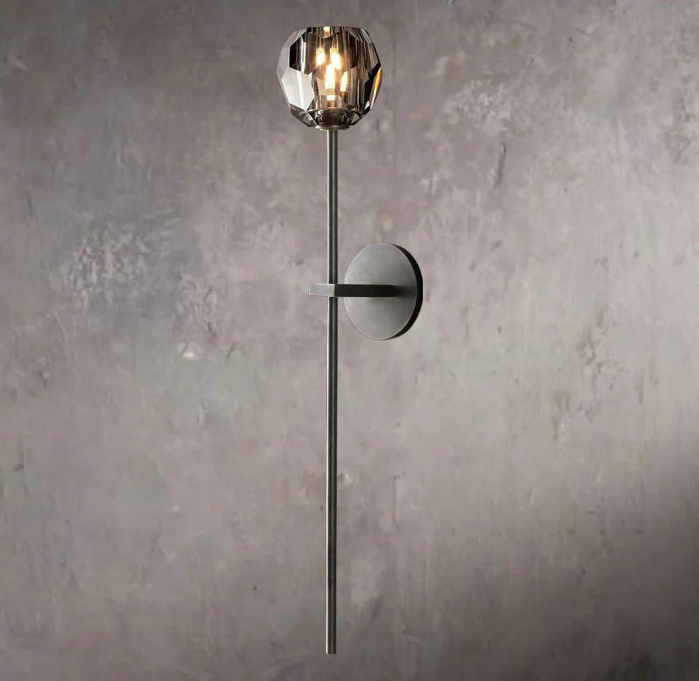 Crystal Orb Smoke Glass Grand Wall Sconce - Image 3