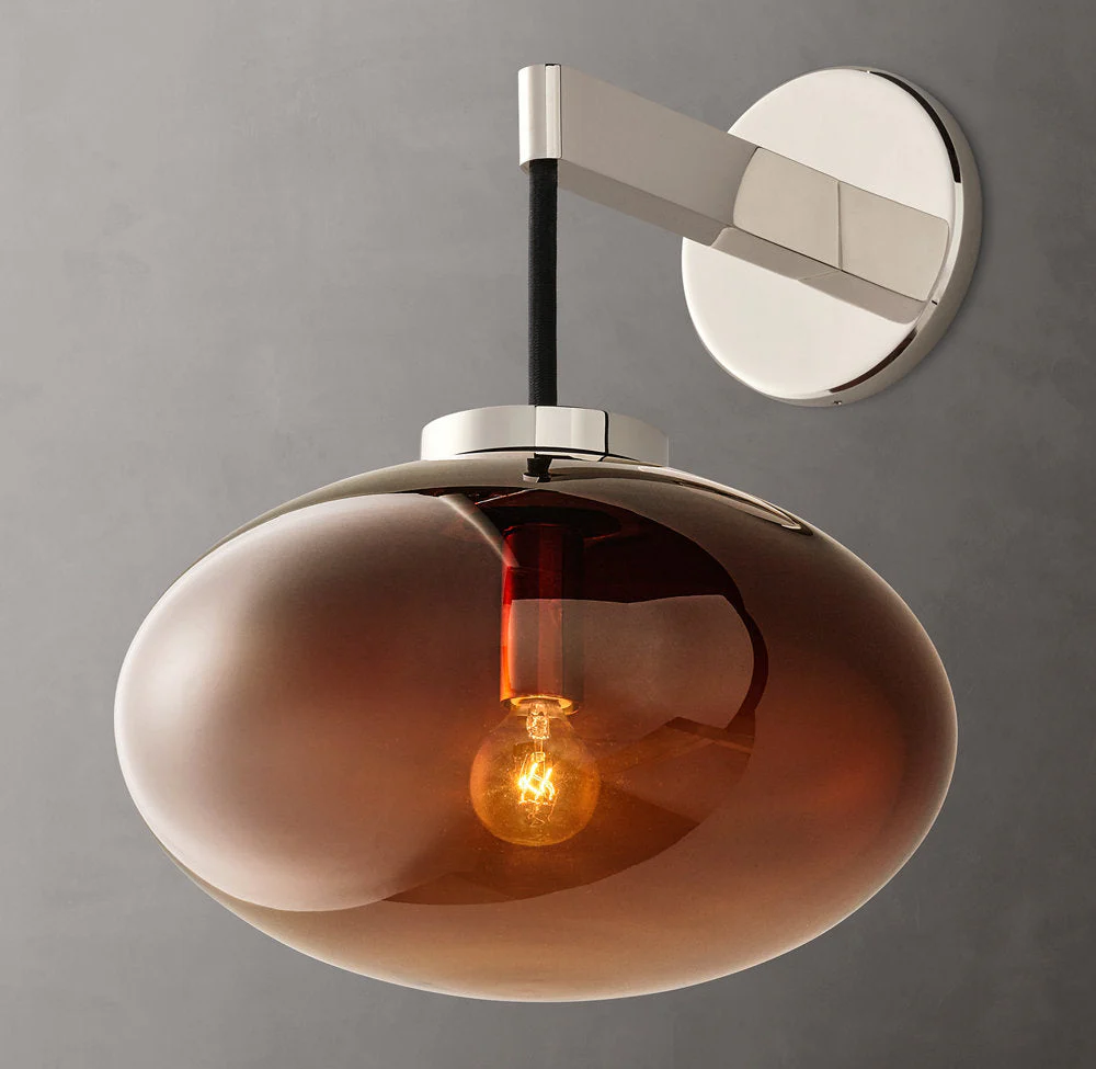 Cabretted Smoked Glass Wall Sconce - Image 2