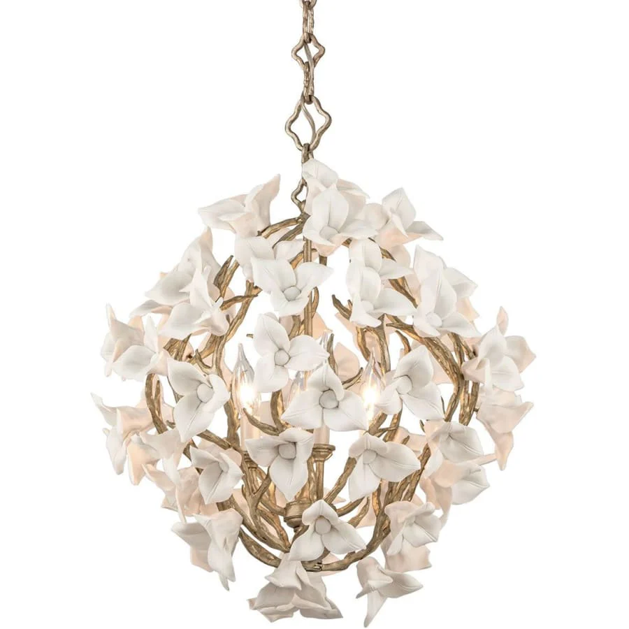 Corbett Lighting Lily 4 Light 19" Wide Pendant with Porcelain Flowers - Image 1