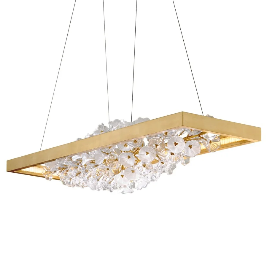 Corbett Lighting Jasmine 60" Wide LED Suspension Linear Chandelier with Flower Motif Centerpiece - Image 1