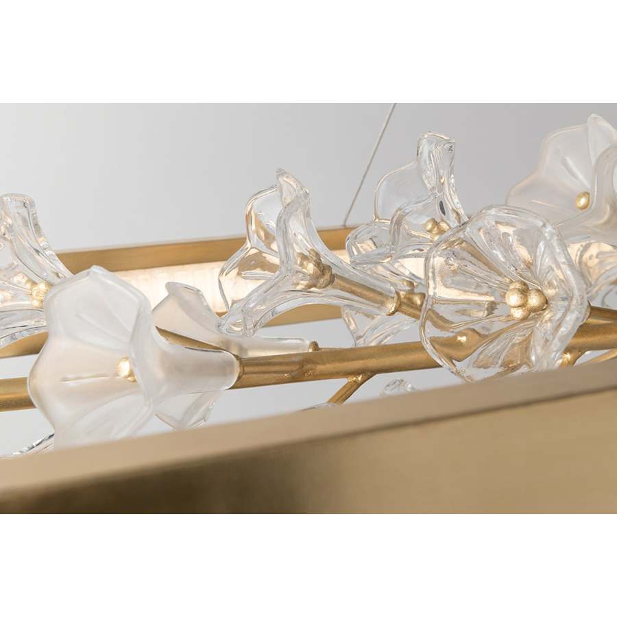 Corbett Lighting Jasmine 60" Wide LED Suspension Linear Chandelier with Flower Motif Centerpiece - Image 2