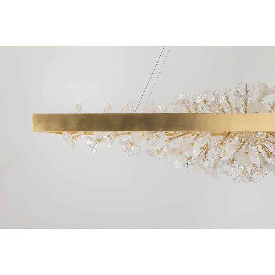 Corbett Lighting Jasmine 60" Wide LED Suspension Linear Chandelier with Flower Motif Centerpiece - Image 3