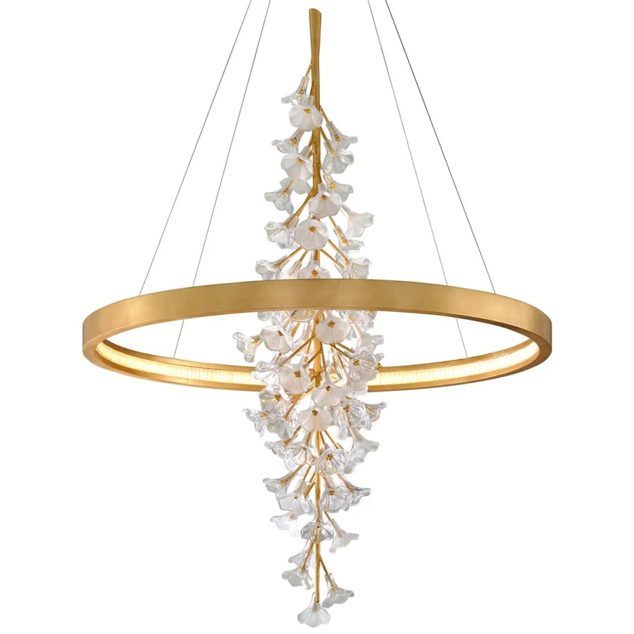 Corbett Lighting Jasmine 44" Wide LED Suspension Ring Chandelier with Flower Motif Centerpiece - Image 1