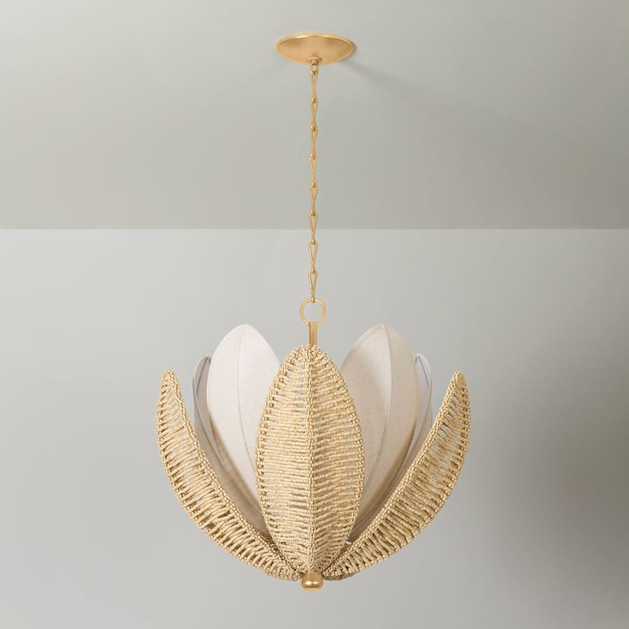 Corbett Lighting Costa Brava 5 Light 24" Wide Pendant with Coco Shell and Linen Shade - Image 2